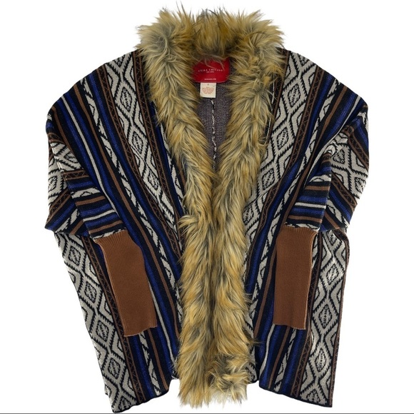 Akira Chicago Open Front Faux Fur Trim Cardigan - Picture 8 of 9